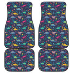 Cute Dino Floral Pattern Print Front and Back Car Floor Mats