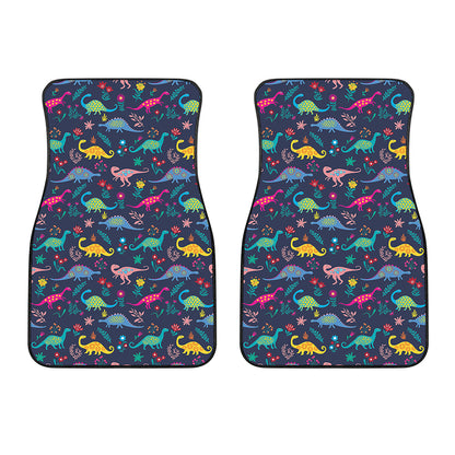 Cute Dino Floral Pattern Print Front Car Floor Mats