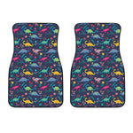 Cute Dino Floral Pattern Print Front Car Floor Mats
