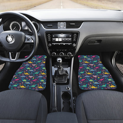 Cute Dino Floral Pattern Print Front Car Floor Mats
