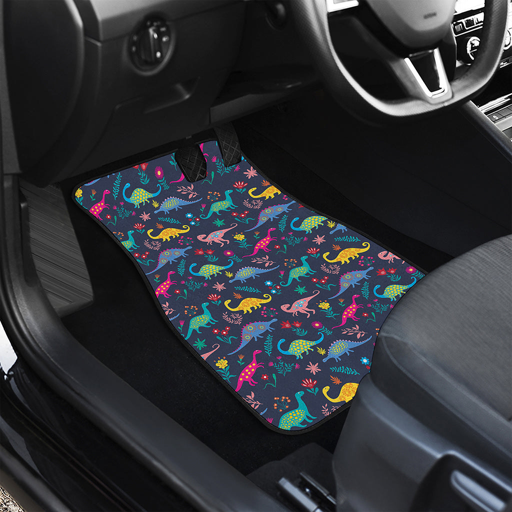 Cute Dino Floral Pattern Print Front Car Floor Mats