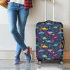 Cute Dino Floral Pattern Print Luggage Cover