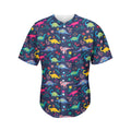 Cute Dino Floral Pattern Print Men's Baseball Jersey