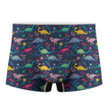 Cute Dino Floral Pattern Print Men's Boxer Briefs