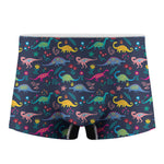 Cute Dino Floral Pattern Print Men's Boxer Briefs