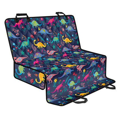 Cute Dino Floral Pattern Print Pet Car Back Seat Cover