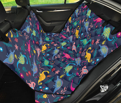 Cute Dino Floral Pattern Print Pet Car Back Seat Cover
