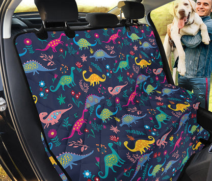 Cute Dino Floral Pattern Print Pet Car Back Seat Cover