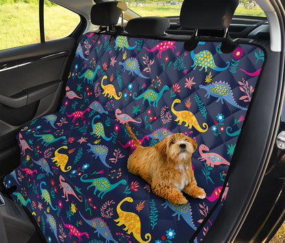 Cute Dino Floral Pattern Print Pet Car Back Seat Cover