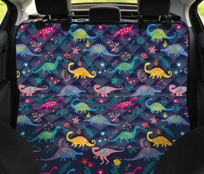 Cute Dino Floral Pattern Print Pet Car Back Seat Cover