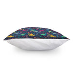 Cute Dino Floral Pattern Print Pillow Cover