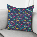 Cute Dino Floral Pattern Print Pillow Cover