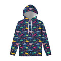 Cute Dino Floral Pattern Print Pullover Hoodie