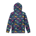Cute Dino Floral Pattern Print Pullover Hoodie