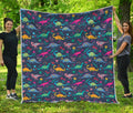 Cute Dino Floral Pattern Print Quilt
