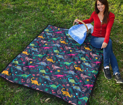 Cute Dino Floral Pattern Print Quilt