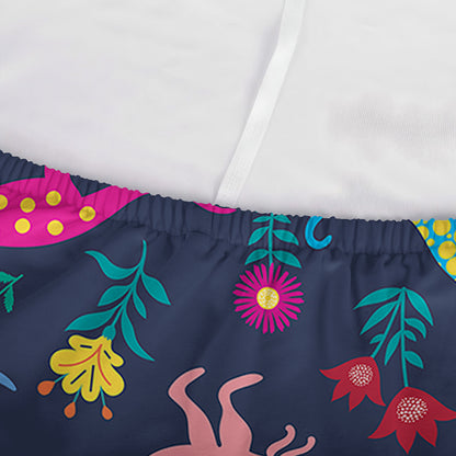 Cute Dino Floral Pattern Print Sofa Cover