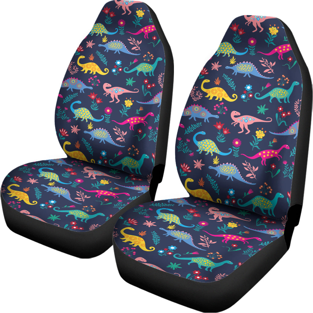 Cute Dino Floral Pattern Print Universal Fit Car Seat Covers