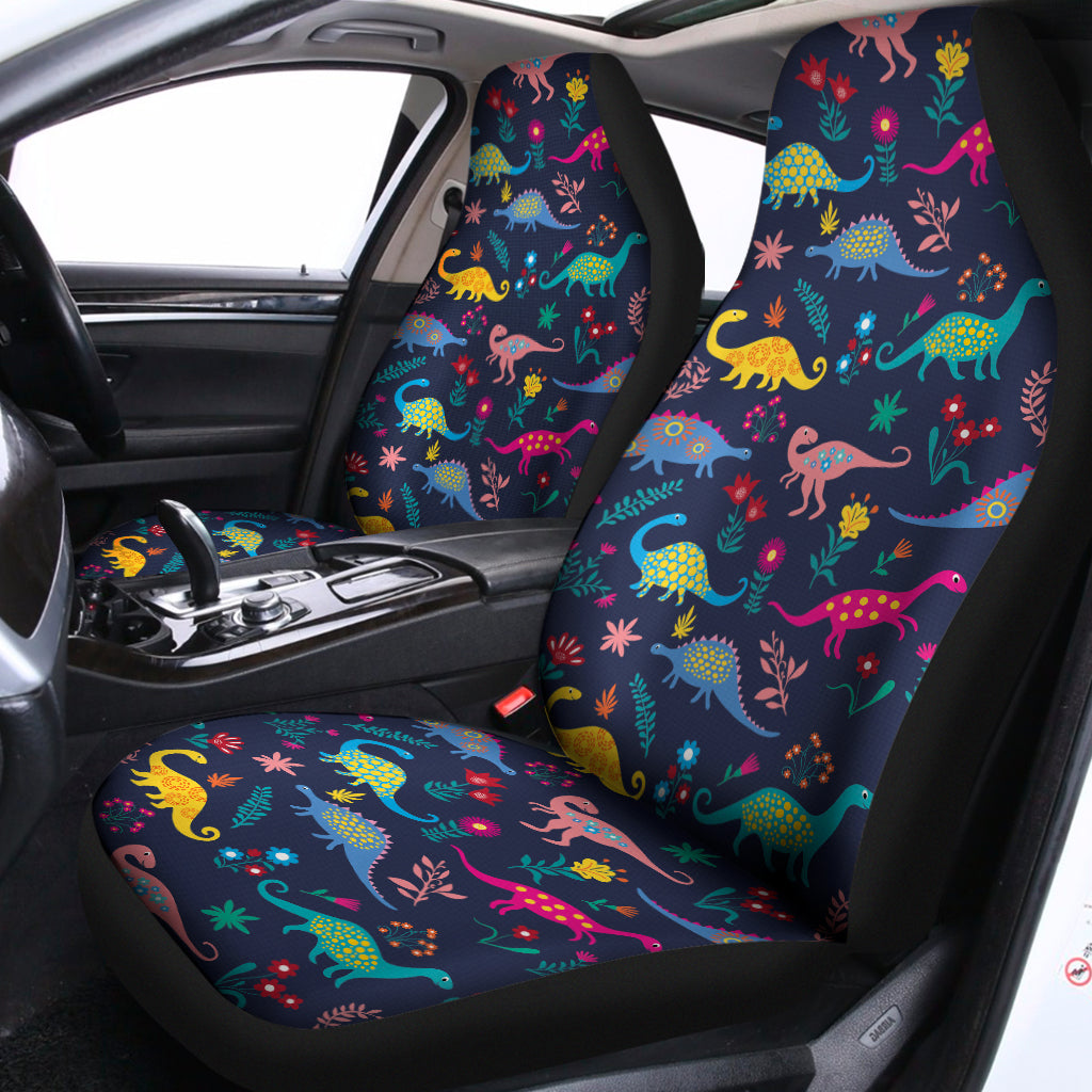Cute Dino Floral Pattern Print Universal Fit Car Seat Covers