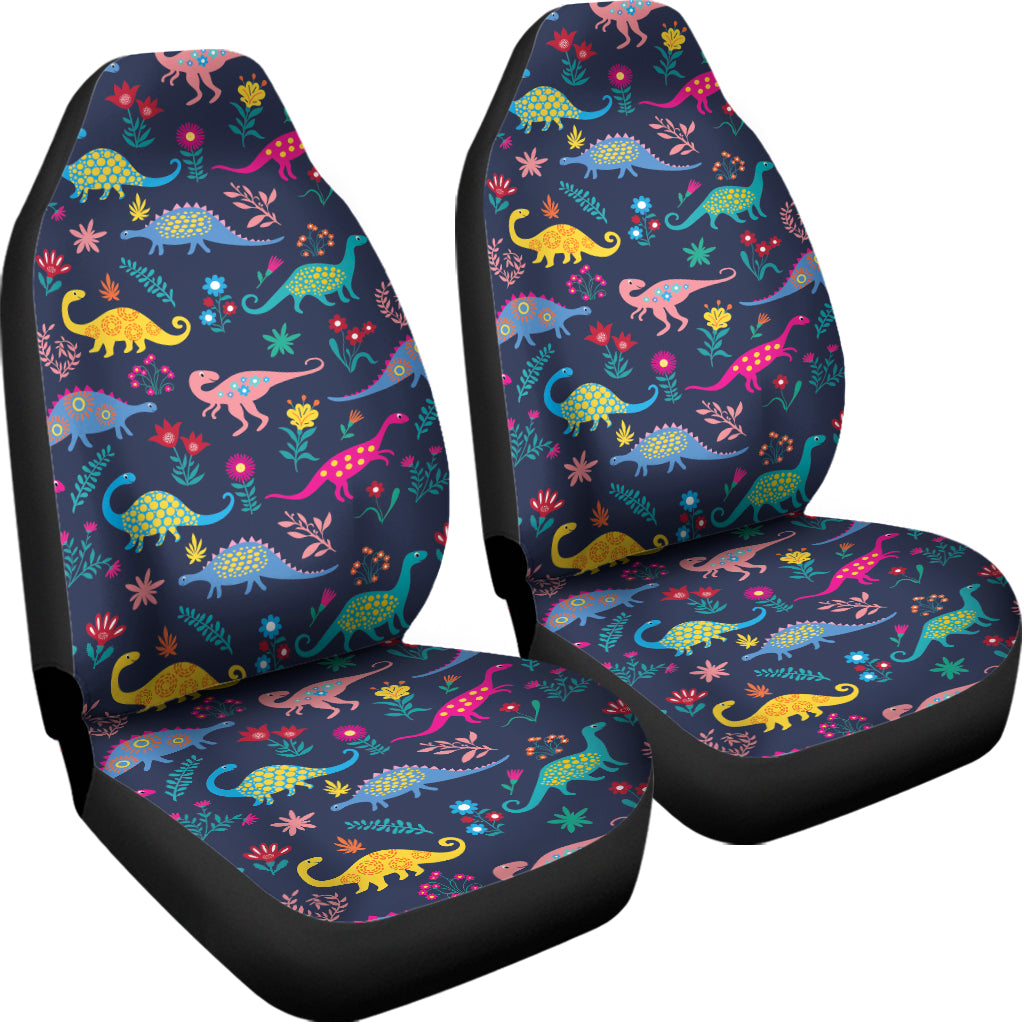 Cute Dino Floral Pattern Print Universal Fit Car Seat Covers