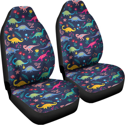 Cute Dino Floral Pattern Print Universal Fit Car Seat Covers