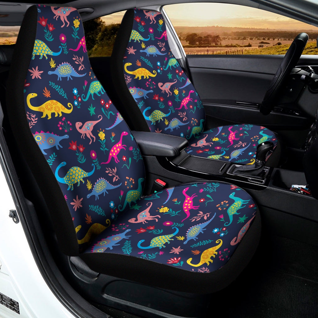 Cute Dino Floral Pattern Print Universal Fit Car Seat Covers
