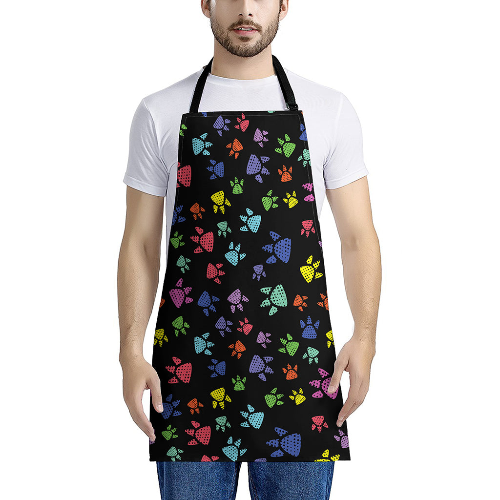 Cute Dino Footprint Pattern Print Apron
