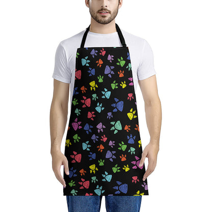 Cute Dino Footprint Pattern Print Apron
