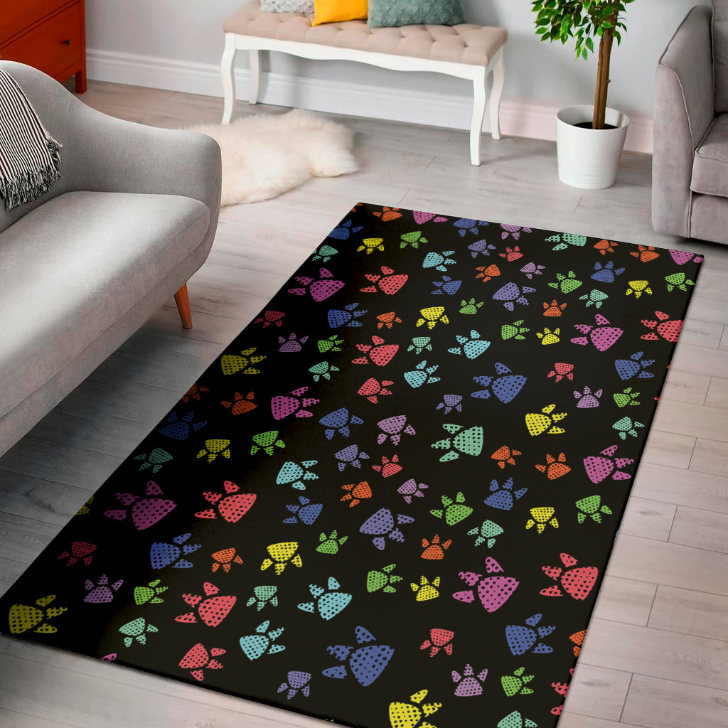 Cute Dino Footprint Pattern Print Area Rug