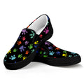Cute Dino Footprint Pattern Print Black Slip On Sneakers