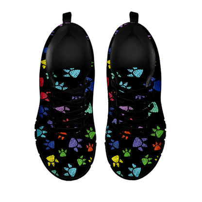 Cute Dino Footprint Pattern Print Black Sneakers