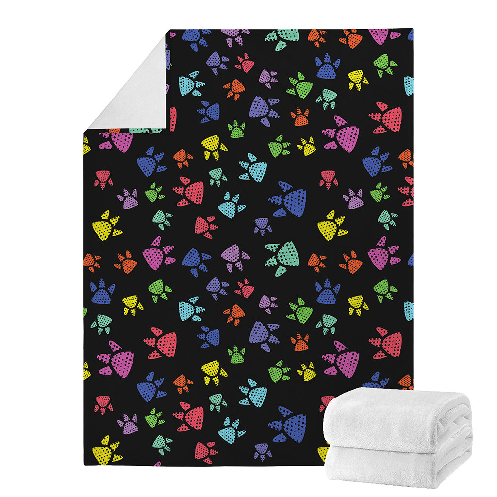 Cute Dino Footprint Pattern Print Blanket