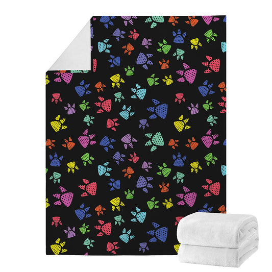 Cute Dino Footprint Pattern Print Blanket