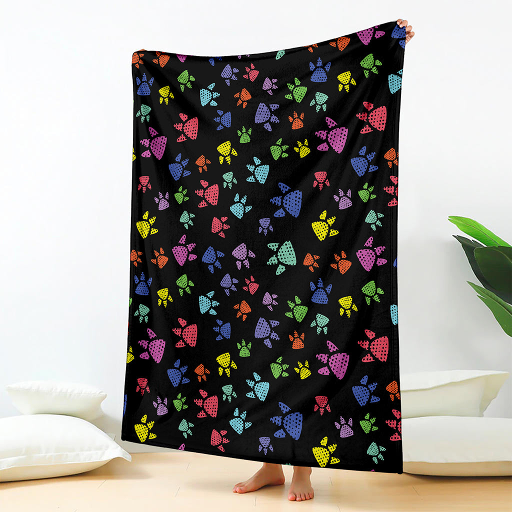 Cute Dino Footprint Pattern Print Blanket