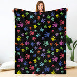 Cute Dino Footprint Pattern Print Blanket