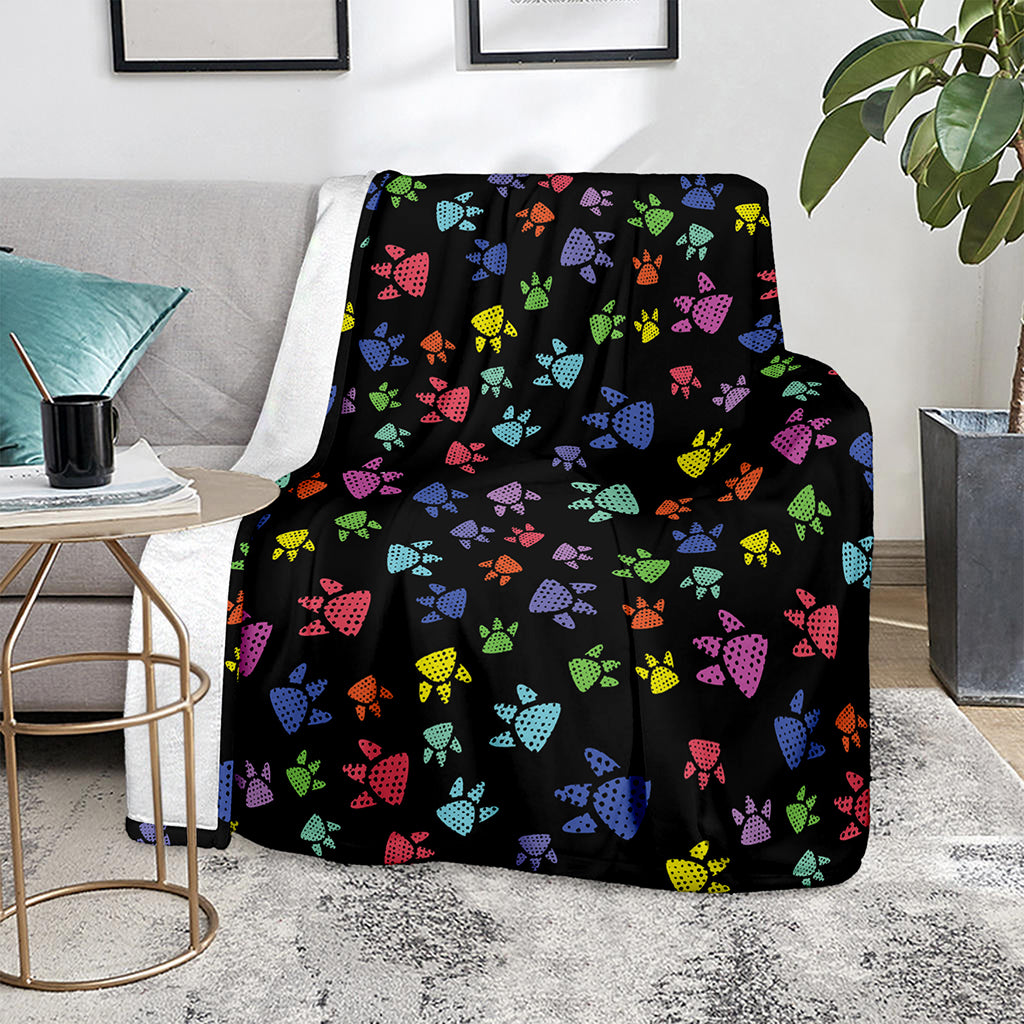 Cute Dino Footprint Pattern Print Blanket