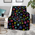 Cute Dino Footprint Pattern Print Blanket