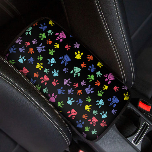 Cute Dino Footprint Pattern Print Car Center Console Cover