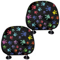 Cute Dino Footprint Pattern Print Car Headrest Covers