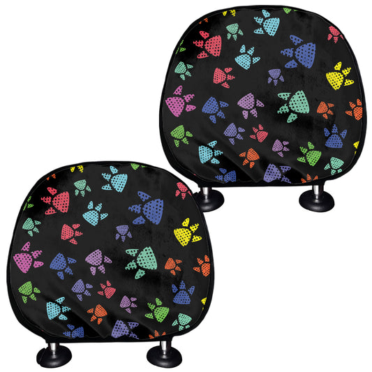 Cute Dino Footprint Pattern Print Car Headrest Covers