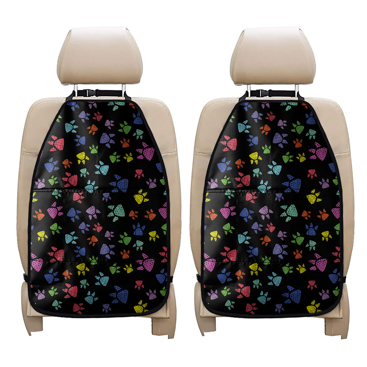 Cute Dino Footprint Pattern Print Car Seat Organizers