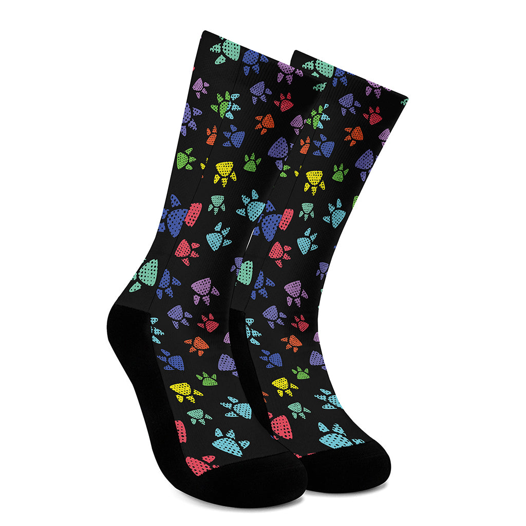 Cute Dino Footprint Pattern Print Crew Socks