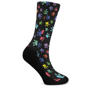 Cute Dino Footprint Pattern Print Crew Socks