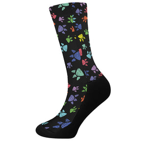 Cute Dino Footprint Pattern Print Crew Socks