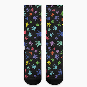 Cute Dino Footprint Pattern Print Crew Socks