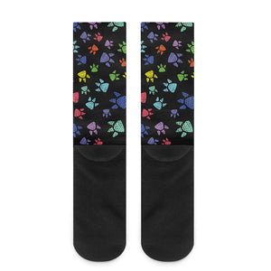 Cute Dino Footprint Pattern Print Crew Socks