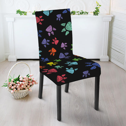 Cute Dino Footprint Pattern Print Dining Chair Slipcover