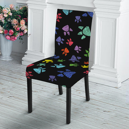 Cute Dino Footprint Pattern Print Dining Chair Slipcover