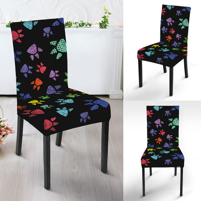 Cute Dino Footprint Pattern Print Dining Chair Slipcover