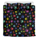 Cute Dino Footprint Pattern Print Duvet Cover Bedding Set